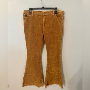 Burnt Orange Corduroy Flare Pants, Large